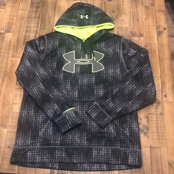 black and neon green under armour hoodie